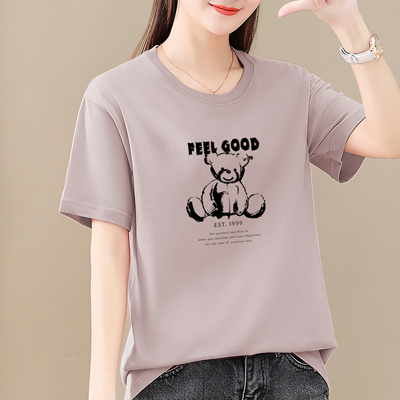 索宛亦(suowanyi)100浅色系短袖t恤夏季新款女士衣服宽松休闲ins百搭