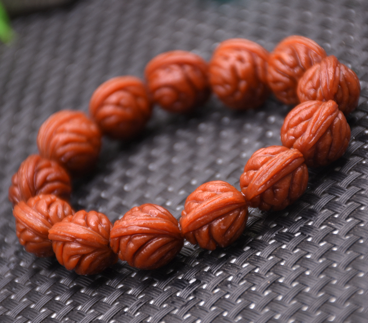 snqp包浆款桃核手串桃胡手串手持秦岭原生态精品龙纹手串手持佛珠念珠