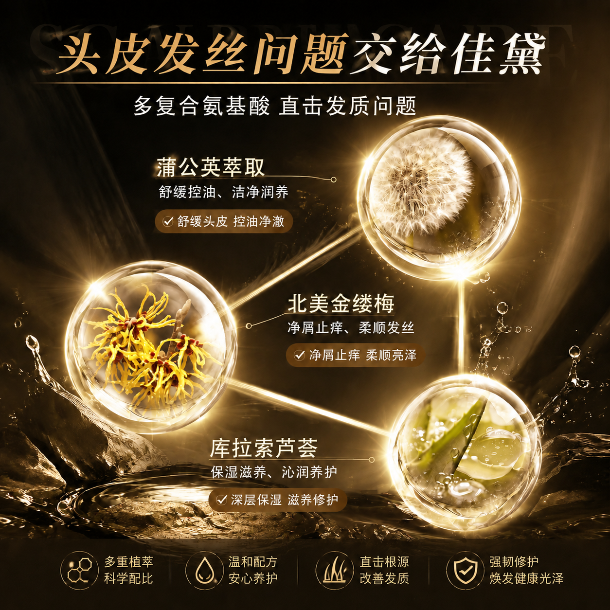 佳黛氨基酸香氛嫩肤沐浴露洁净保湿肌肤男女通用沐浴露洗发水套装 氨基酸柔顺蓬松洗发露-单瓶