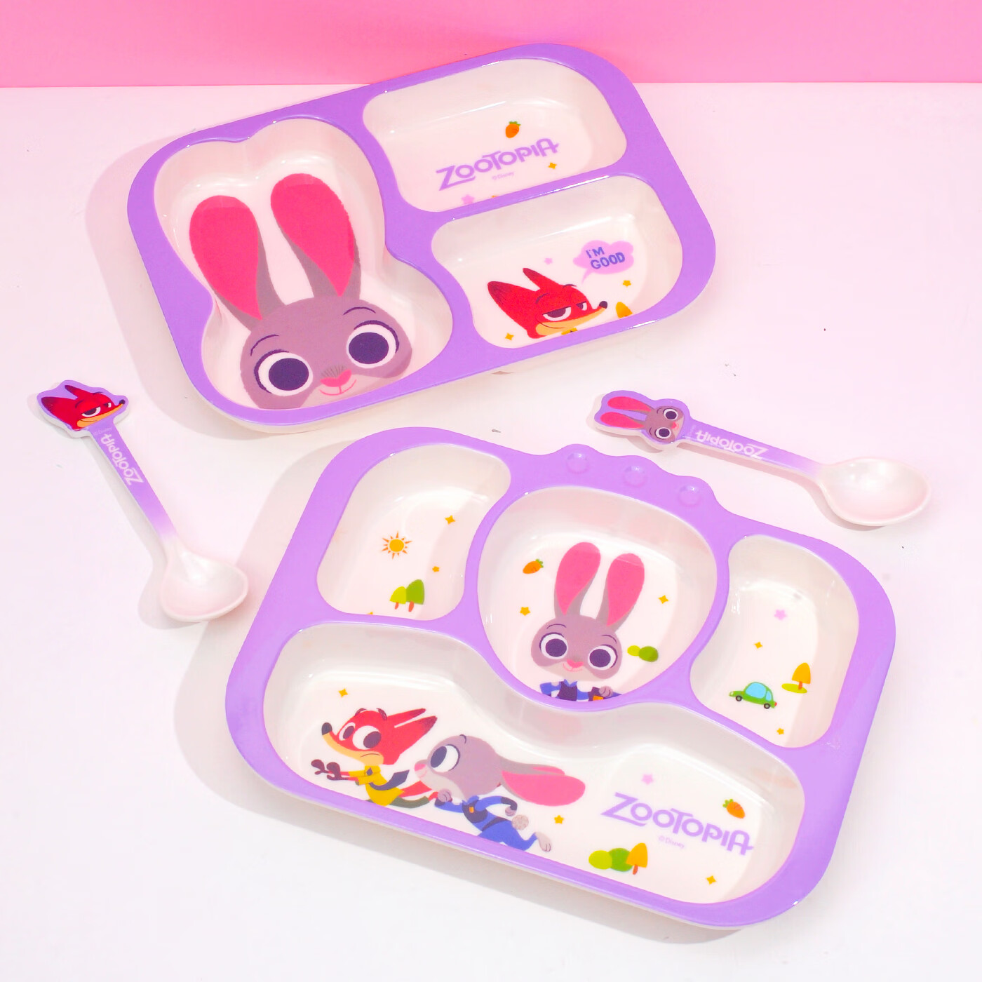 迪士尼（Disney）疯狂动物城儿童碗餐盘分格宝宝辅食碗勺套装A5密胺材质耐摔餐具 疯狂动物城有盖单耳杯