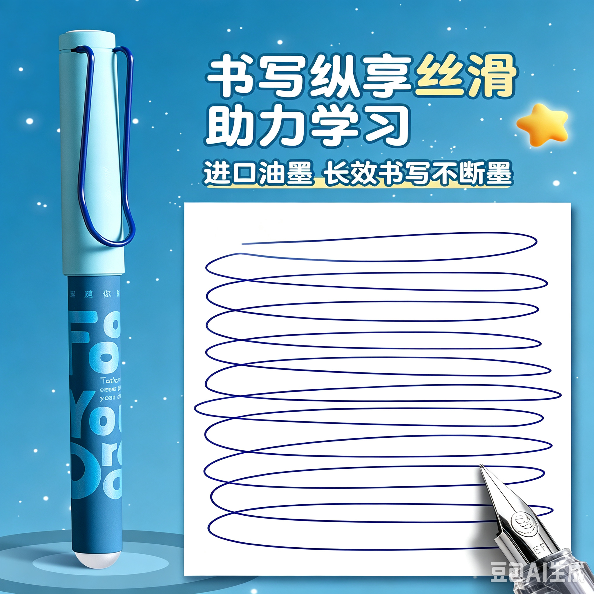 GERTHRON德国钢笔小学生3-6年级可换墨囊练字专用热可擦蓝黑色男士高档女生儿童三年级送老师教师节礼物 【1支】蓝色 钢笔+可擦30支晶蓝墨囊+润笔器