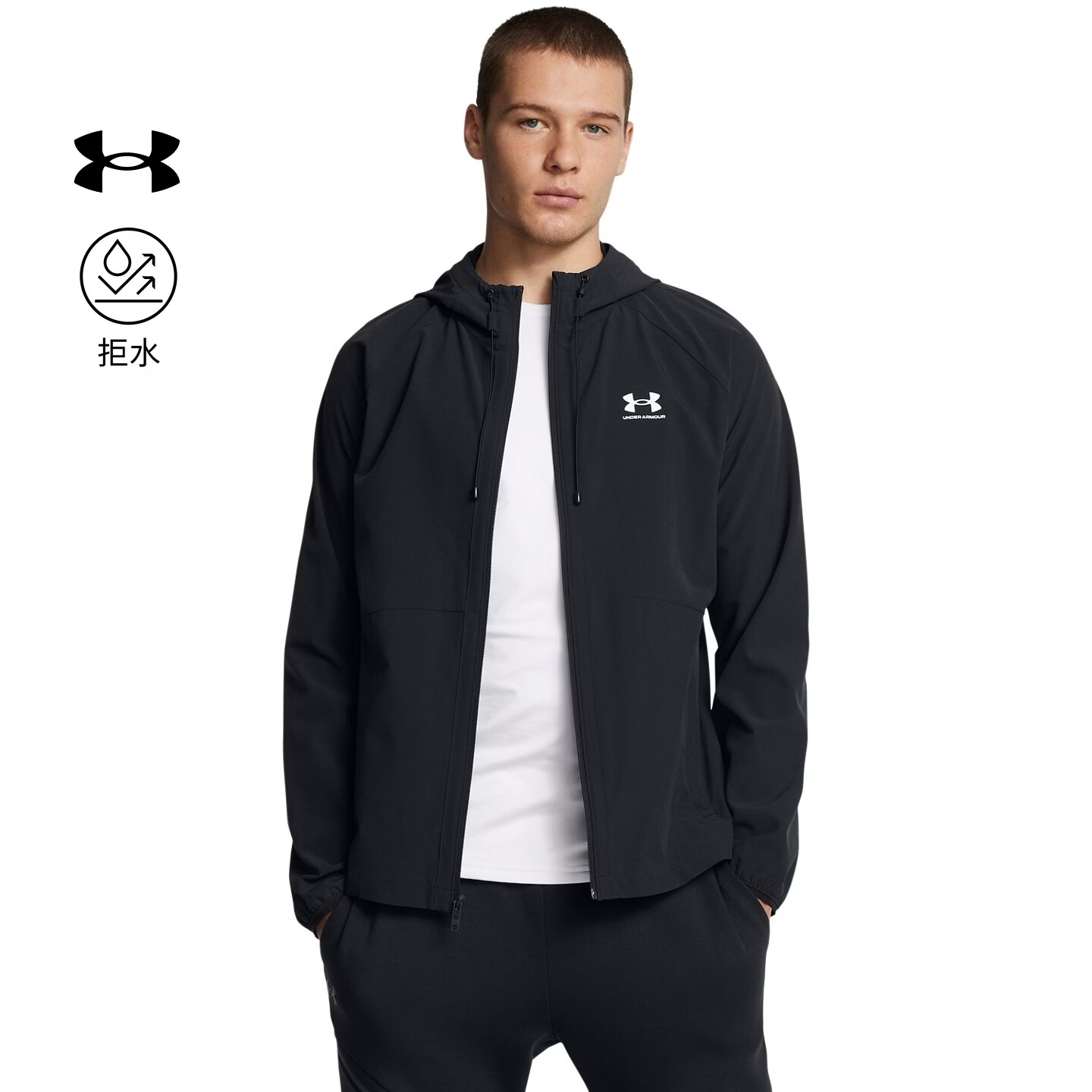 安德玛（Under Armour）UA秋冬男子梭织运动休闲夹克外套6003001 黑色001 XL