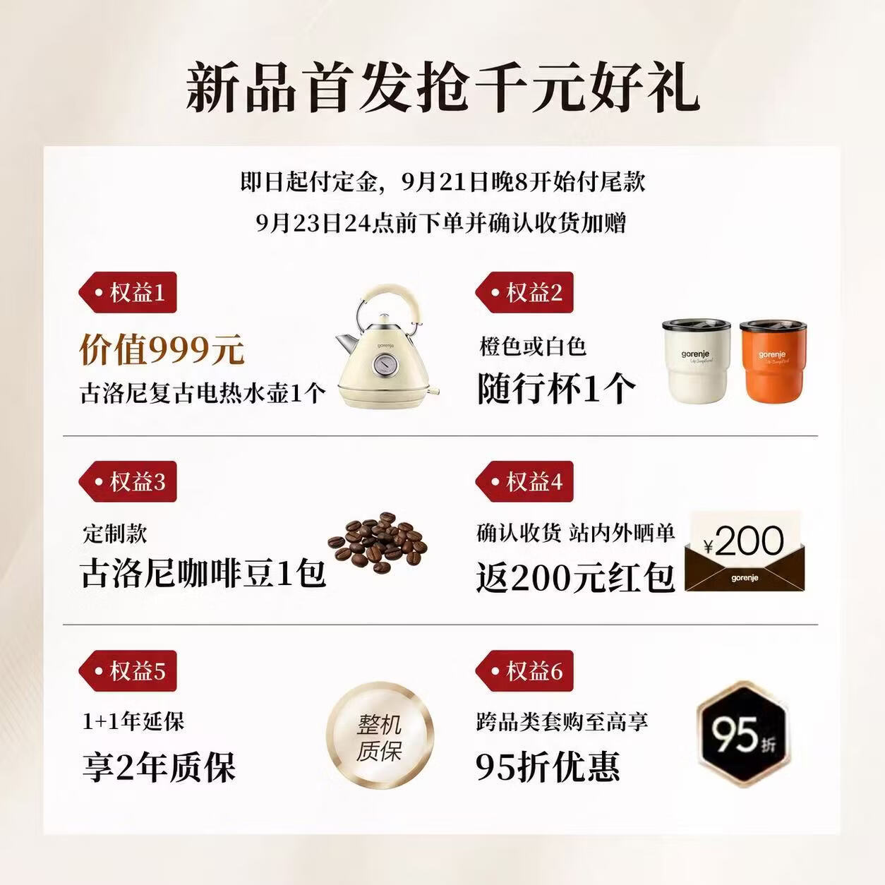 gorenje古洛尼咖乐全自动咖啡机复古家用意式冷萃一键奶泡可拉花研磨一体智能自清洗礼物办公室 白色