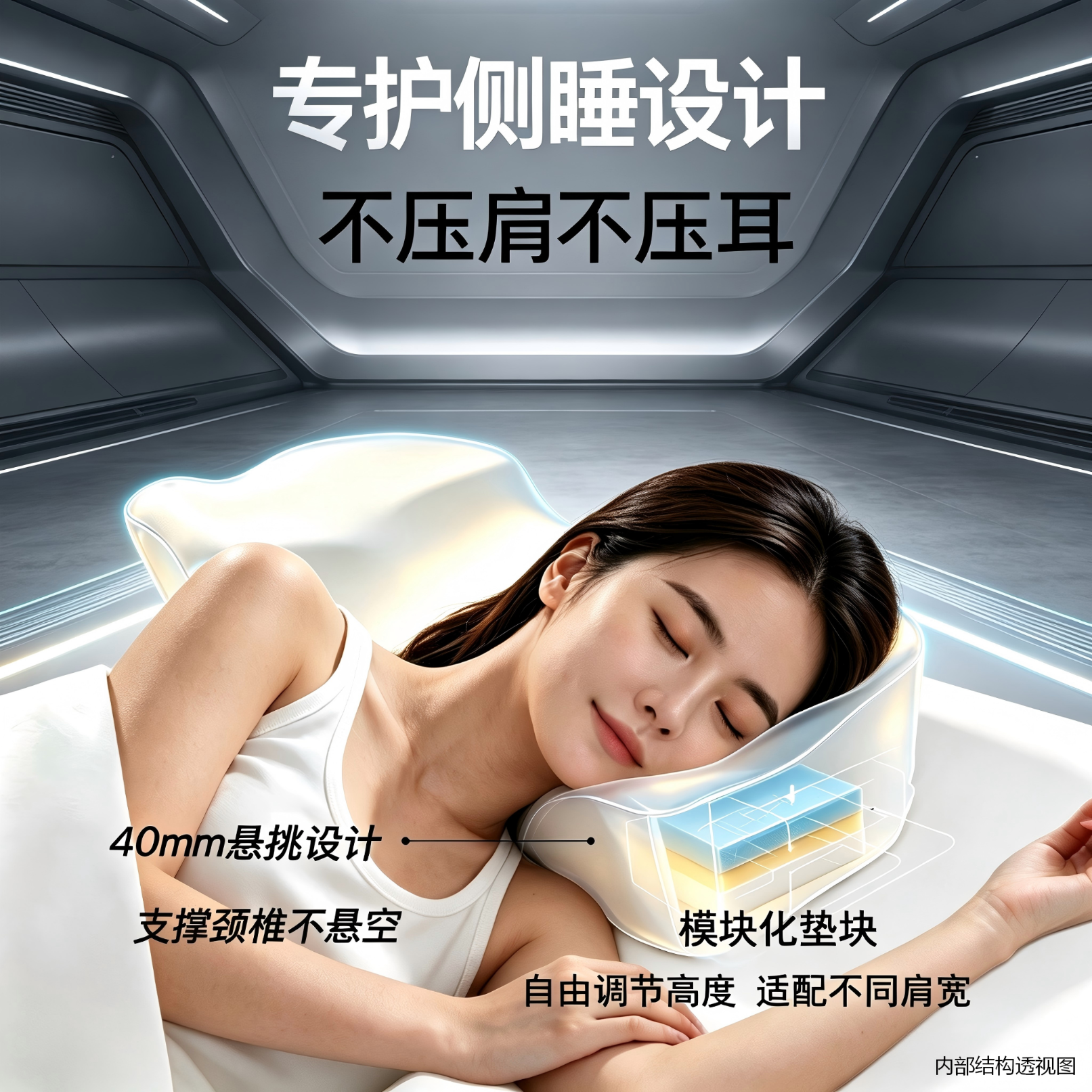 经语人体工学护颈记忆枕头枕芯u型枕可调节软硬实木颈椎枕成人深睡枕 标准款 单只 低枕 160cm 155-160cm