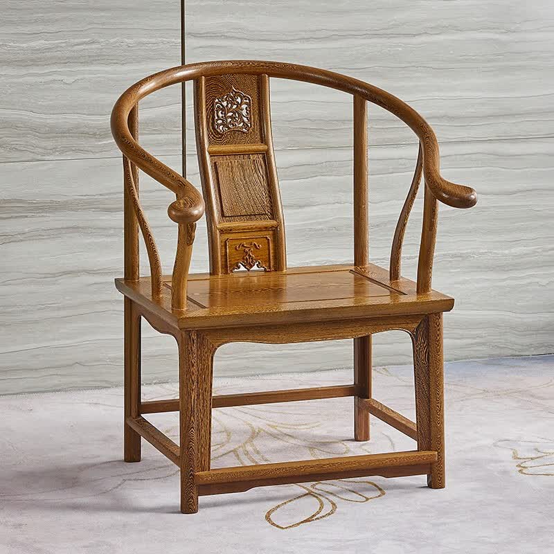 贡艺名居红木家具非洲鸡翅木(学名:非洲崖豆木)中式大号圈椅实木休闲