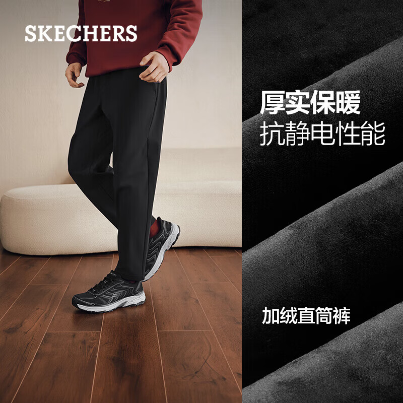 斯凯奇（Skechers）男士休闲梭织长裤P425M247 碳黑/0018 XL