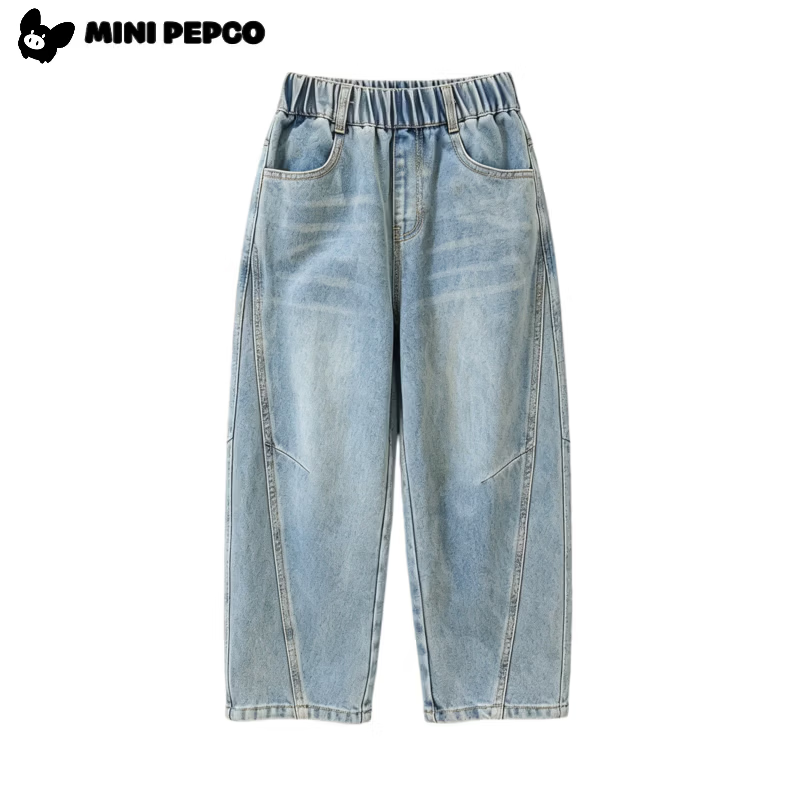 小猪班纳(PEPCO)男童牛仔裤潮流弯刀长裤 怀旧蓝 90 【建议80-90cm】
