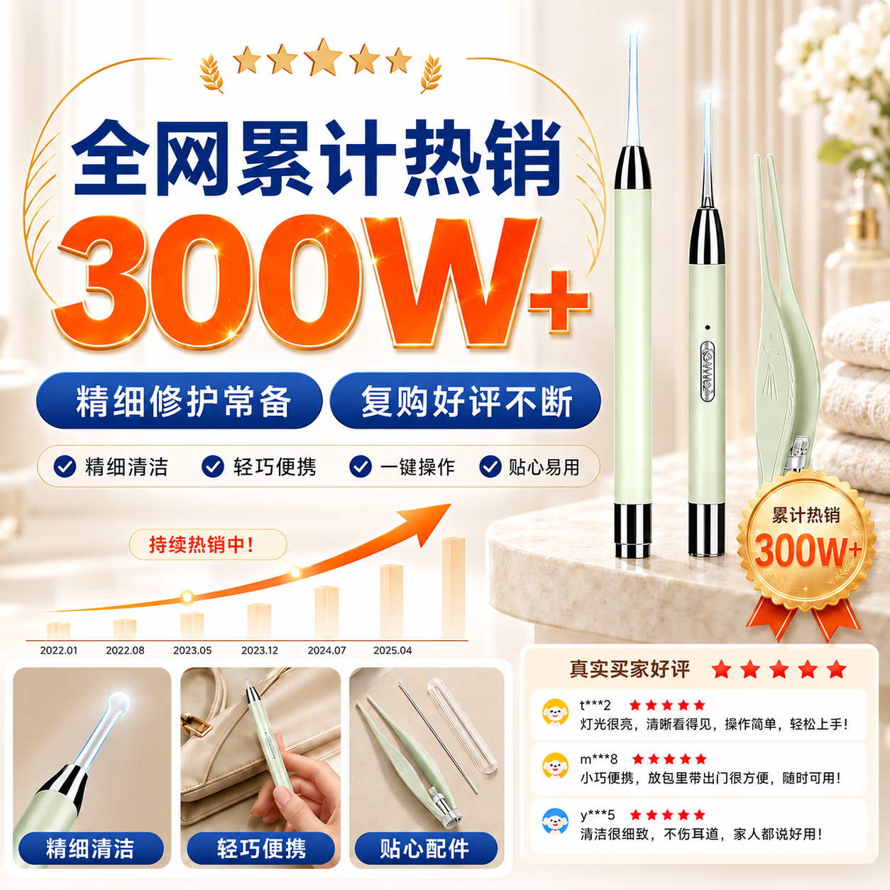 洽苒【日本】挖耳勺可发光掏耳朵神器儿童挖耳勺可视耳屎镊子挖耳套装 2件套-绿色【耳勺+耳镊】充电款