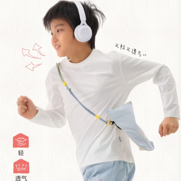 Q21排汗速干透气T恤男女童长短袖春季新款纯色打底上衣 曜石黑长袖 175