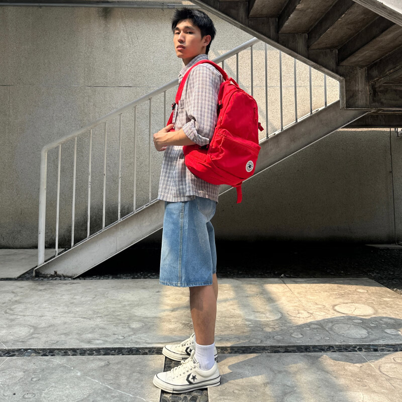 匡威(Converse) Straight Edge夏季男女双肩包书包学院红红色UA5797 UA5797-F97 OSFA