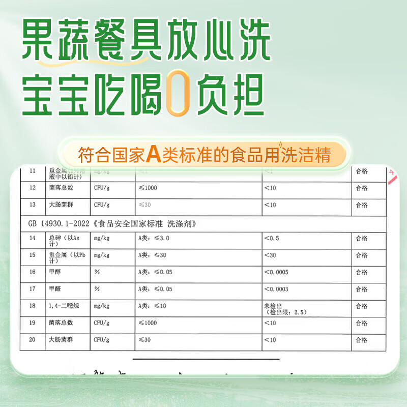 好爸爸果蔬餐具净含金盏花精华洗洁精 去油不伤手0添加食品可用洁净除菌 【4斤装】1kg*2瓶(1泵1盖)