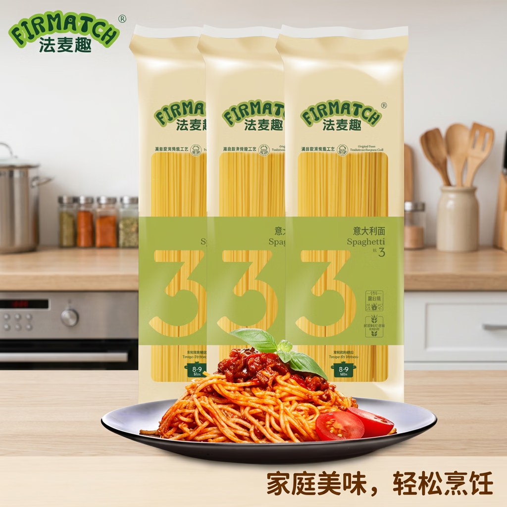 法麦趣（FIRMATCH）直条形意大利面500g*3儿童意粉主食通心粉低脂0添加快手主食