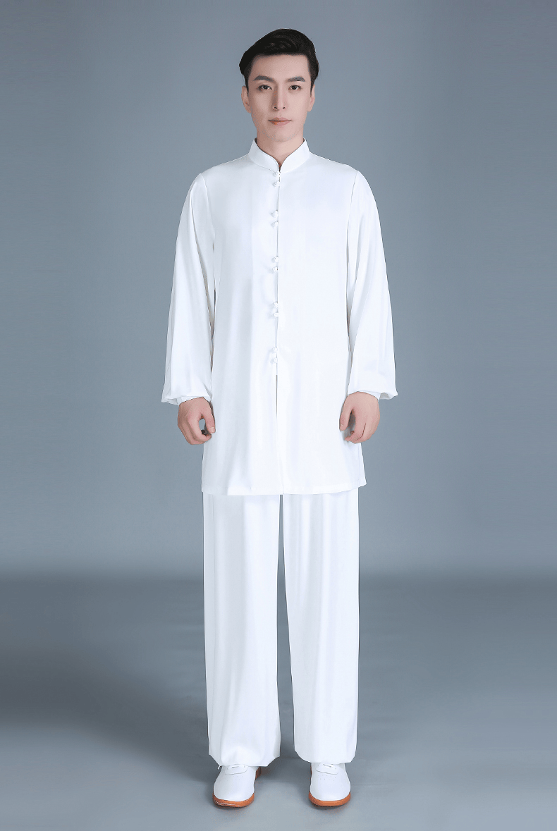 云太极同款春夏新款牛奶丝太极服 行云堂白色改良新式太极服女装2021