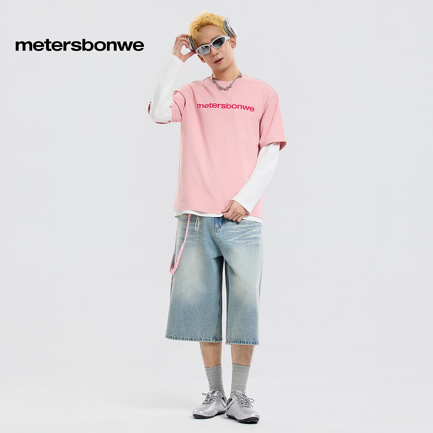 美特斯邦威（Meters Bonwe）男复古舒适前胸基础logo短袖T恤618365 天竺葵粉 L 175/96A