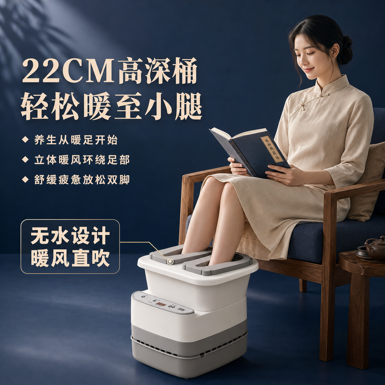 家倍护智能恒温空气泡脚桶懒人无水按摩电自动暖风加热过小腿膝盖护理实用送老婆长辈父母节日礼物足浴盆 高配款（硅胶/裤套+滚轮按摩+红光+桶杀菌+负离子