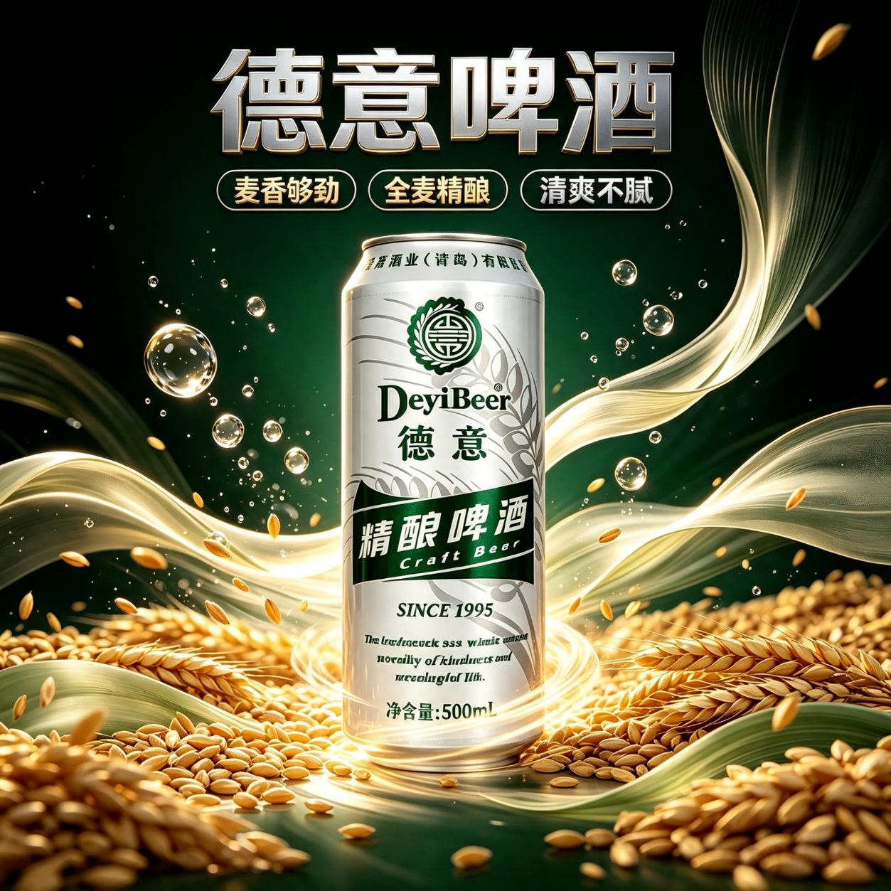 德意精酿全麦白啤啤酒精制好喝500ml整箱4.7度麦芽12度节日送礼 500mL 12罐 整箱装