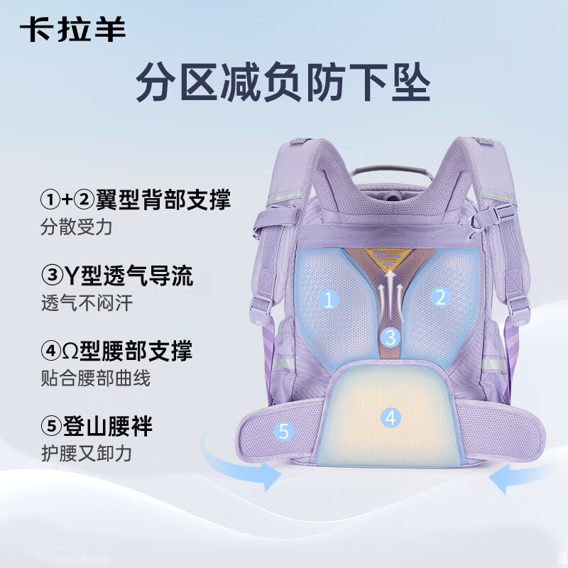 卡拉羊云朵书包ProMax顶配8维防下坠减负护脊初高中生5-9年级大容量背包 黑金-大容量耐磨防泼水 XL（初高中生推荐165CM以上）
