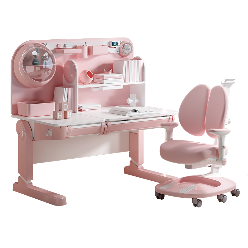 黑白调学习时光 儿童学习桌 儿童书桌 学习桌 小学生书桌写字桌 可升降实木类桌椅套装 星空款电动升降