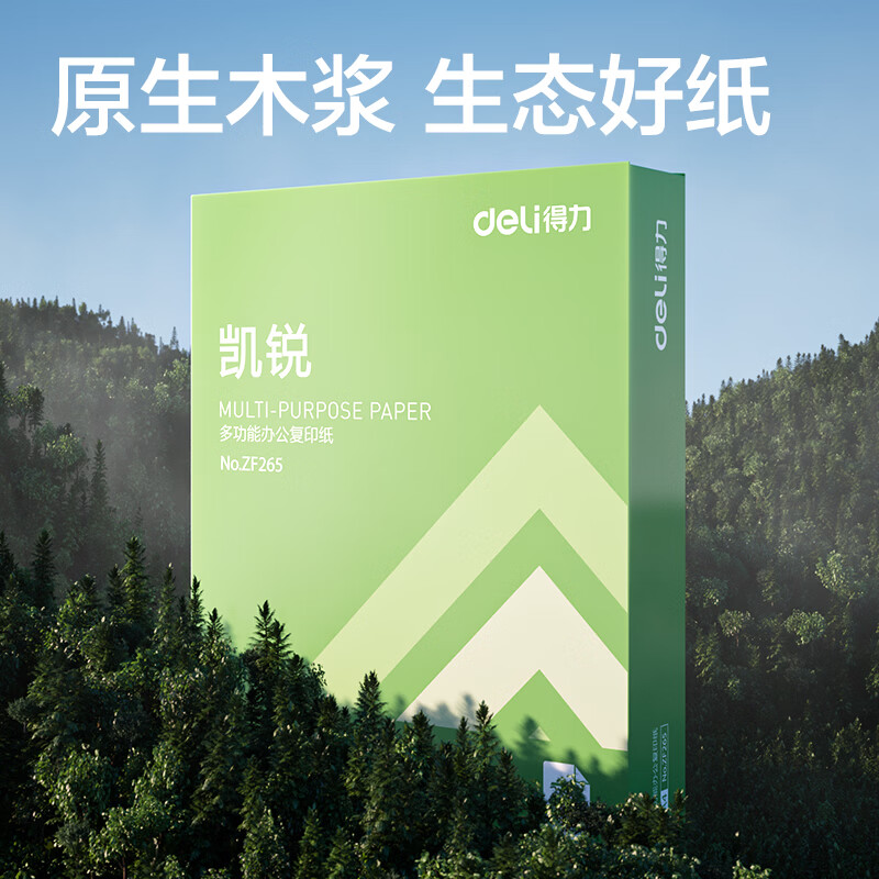 得力(deli)A4打印纸70g500张*5包一箱双面打印复印纸整箱2500张加厚办公草稿纸开学必备学习用品团购 【70g清新款】-凯锐 A4-5包(2500张/箱)