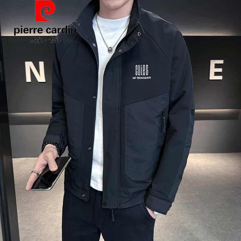 梭织拼接外套男士春秋季2024新款青年男装潮牌高端衣 品牌旗舰黑色