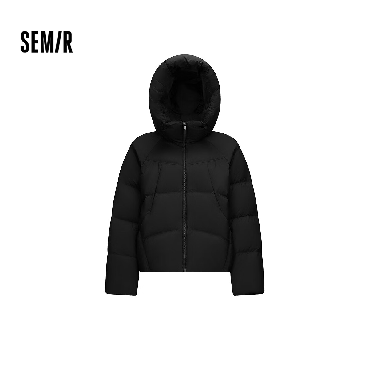 森马(Semir)羽绒服女短款高标90绒子龟背显瘦保暖外套2026冬新款连帽高蓬外穿 黑色(高标灰鸭绒) XS