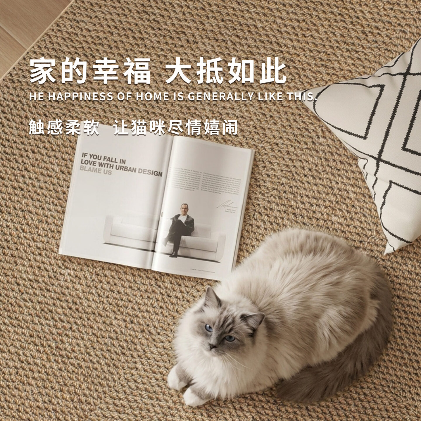 金玉铭川地毯客厅仿剑麻2026新款卧室轻奢高级感沙发茶几毯大面积家用垫子 BLQ-M仿剑麻-经典驼色 60X160cm
