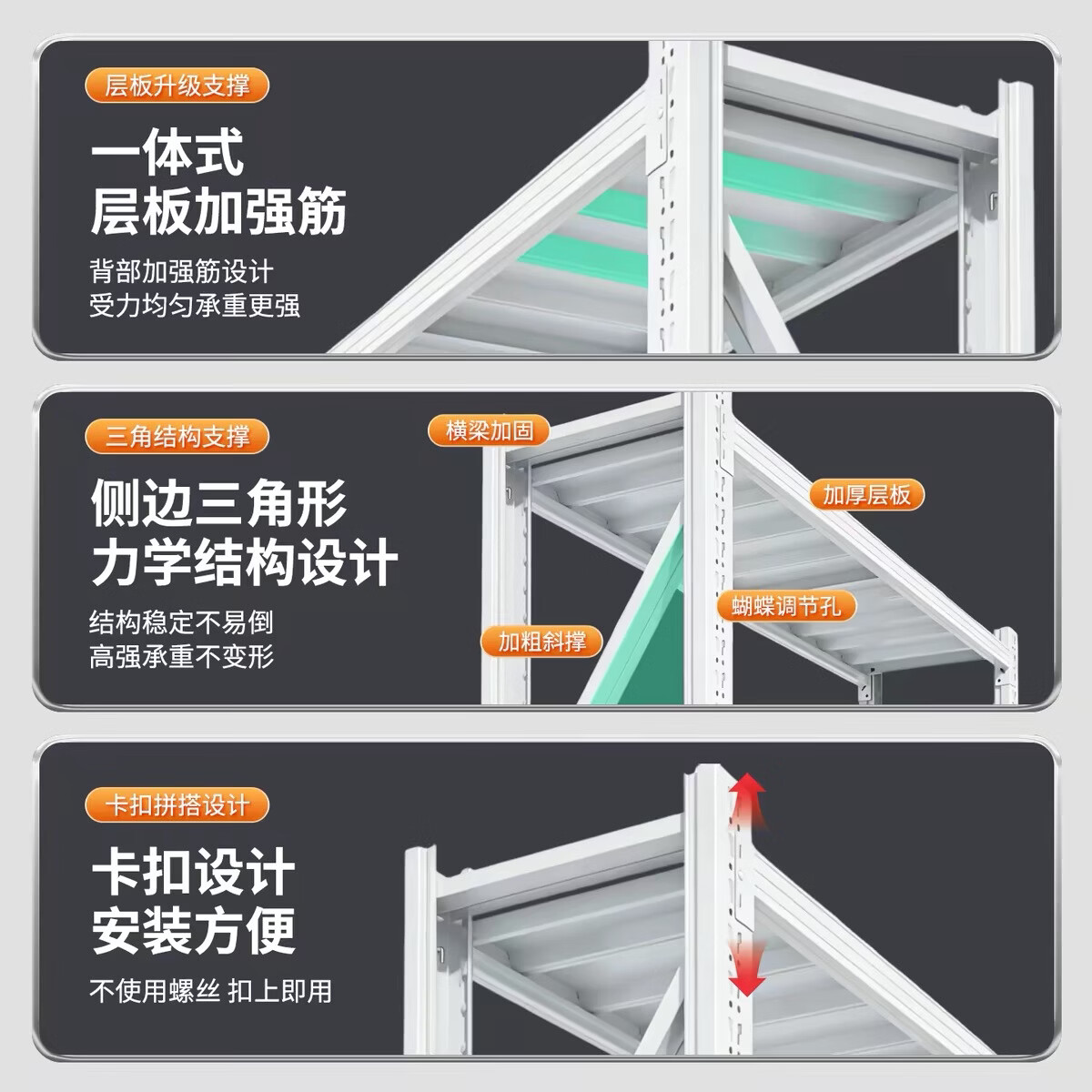 货架多层置物架商用架超市储物架展示柜落地收纳架超强承重快递架 黑色—5层—副架 重型450kg/层_长200宽60高200