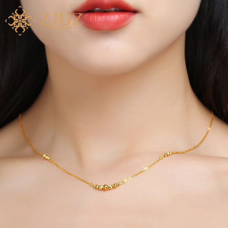 zjuz18k金摩登项链女彩金项链au750转运珠项链锁骨链时尚饰品送女朋友