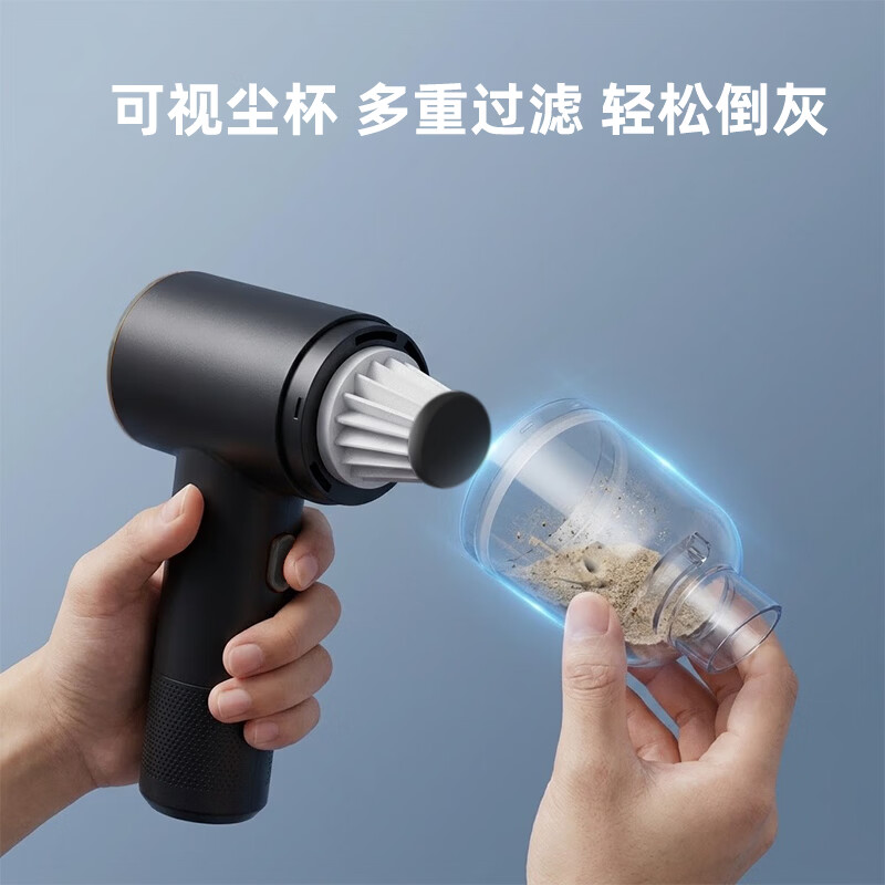 夏新(Amoi)车载吸尘器手持式家用小型无线大吸力汽车用高续航除尘器除皮屑桌面吸尘清洁宠物吸毛器除螨随手吸 星耀黑【吹吸抽充四合一】旗舰8件套-飓风超大吸力