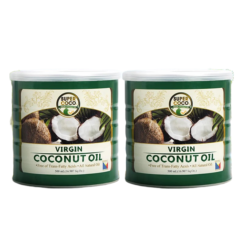 椰來香菲律賓進口椰來香椰子油生酮防彈咖啡月桂酸食用烘焙炒菜年貨禮盒 綠罐有機椰子油500ml*2罐