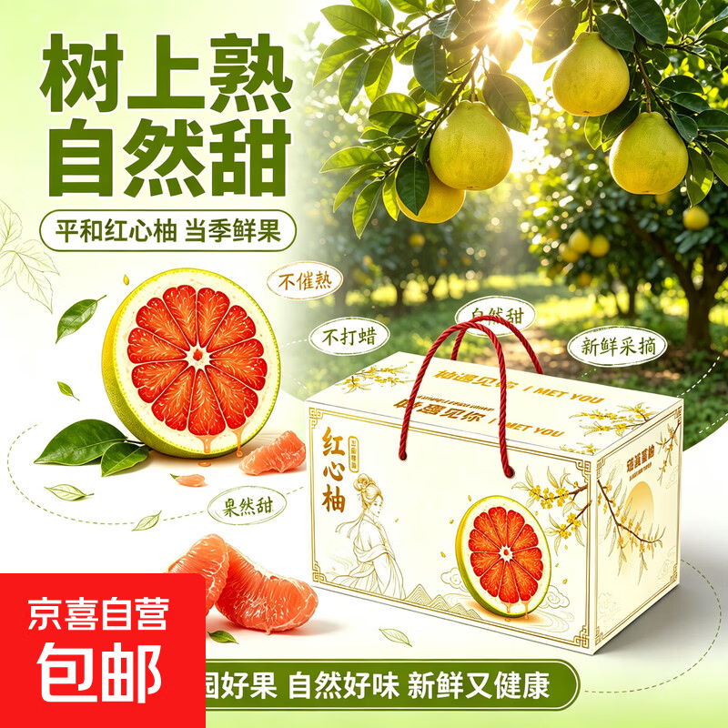 高端礼盒装福建平和红肉蜜柚红心柚子当季新鲜现摘水果中秋送礼 精品高端礼盒2个装（净重4-5斤）