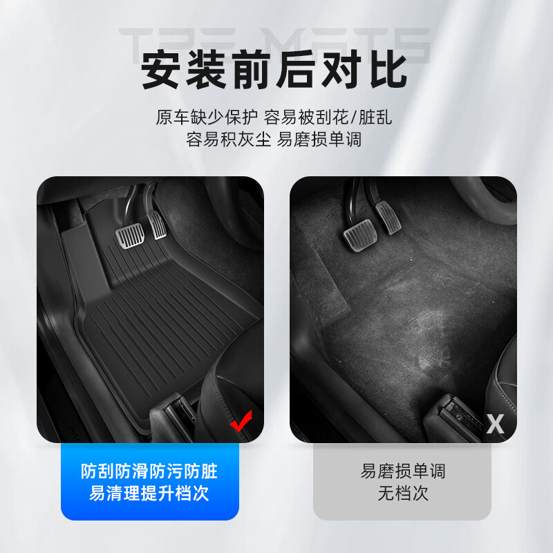 适用焕新特斯拉脚垫Model 3/Model Y专用地垫全包tpe底垫毯面环保 20-24款Model Y 后备箱垫3件套【母婴环保】
