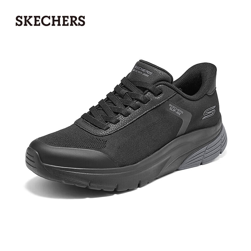 斯凯奇（Skechers）2026秋季男士一脚蹬舒适潮流休闲鞋百搭时尚厚底运动鞋118092 全黑色/BBK 41