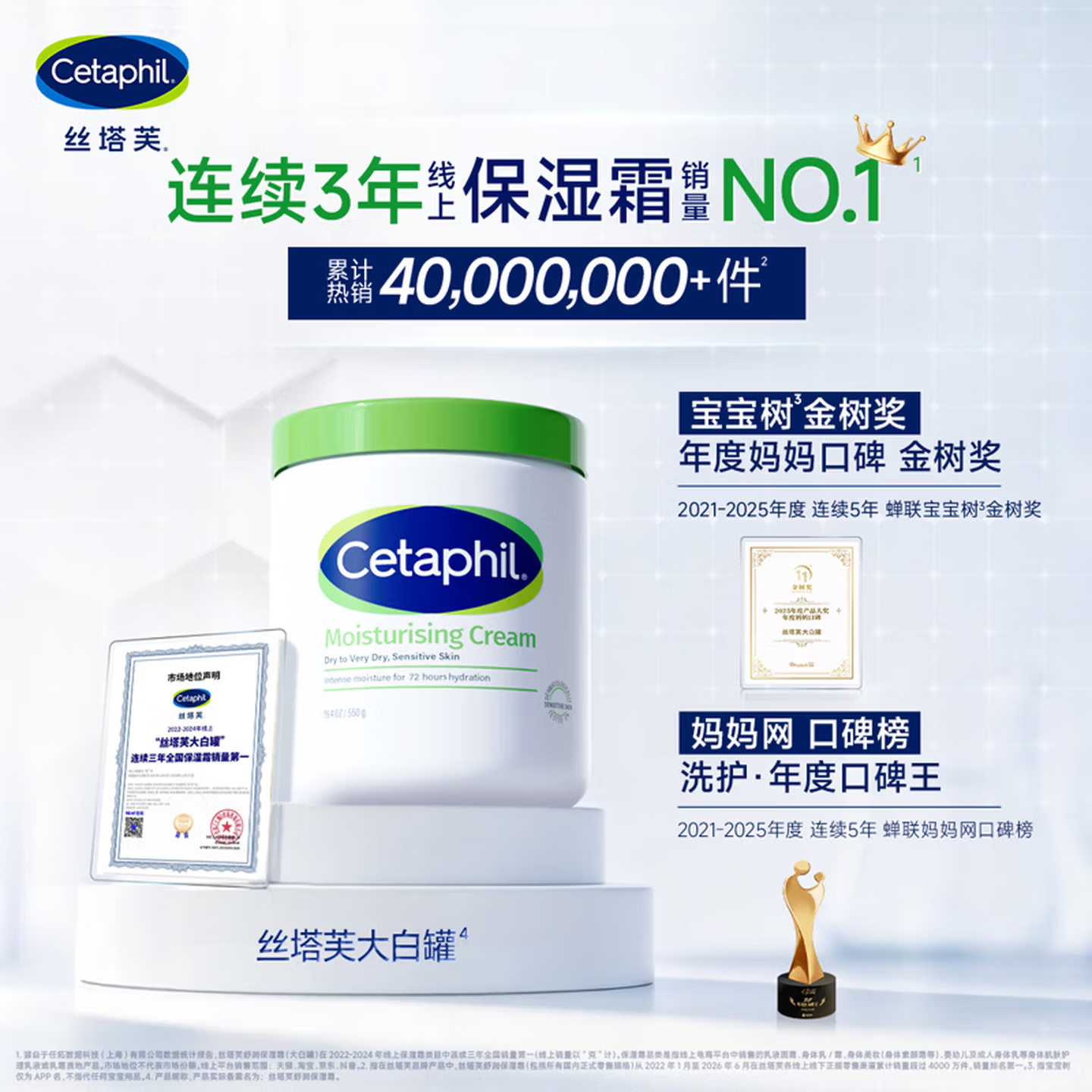 Cetaphil舒润保湿大白罐面霜550g 不含烟酰胺 敏肌适用滋润身体乳润肤霜 【无烟酰胺版】丝塔芙大白罐550g