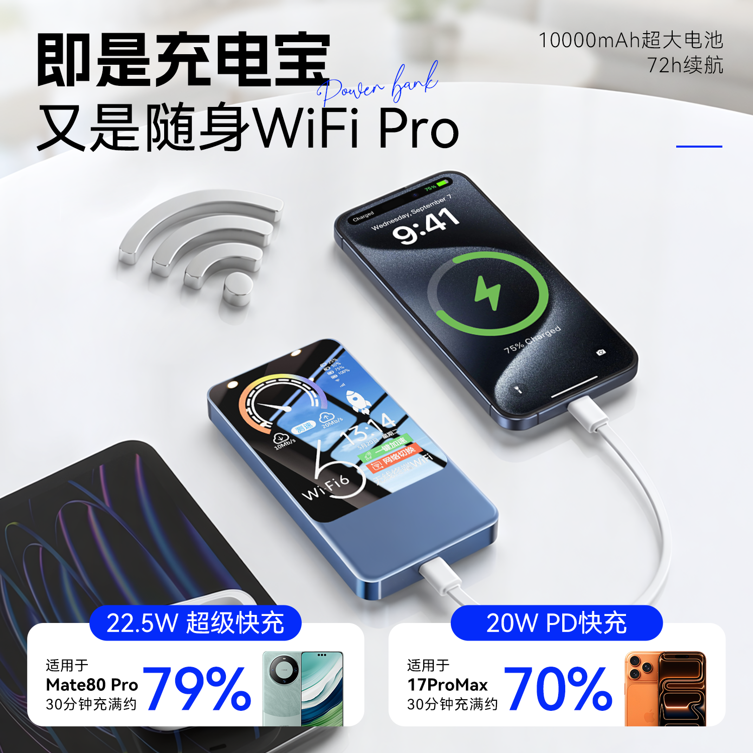 SENYO随身wifi2026新款移动wifi无线全国通用免插卡高速网络低延迟随身车载热点商务办公户外 【顶配限免升级10000毫安】多网自由换-蓝 稳定性提升60%新款wifi6+