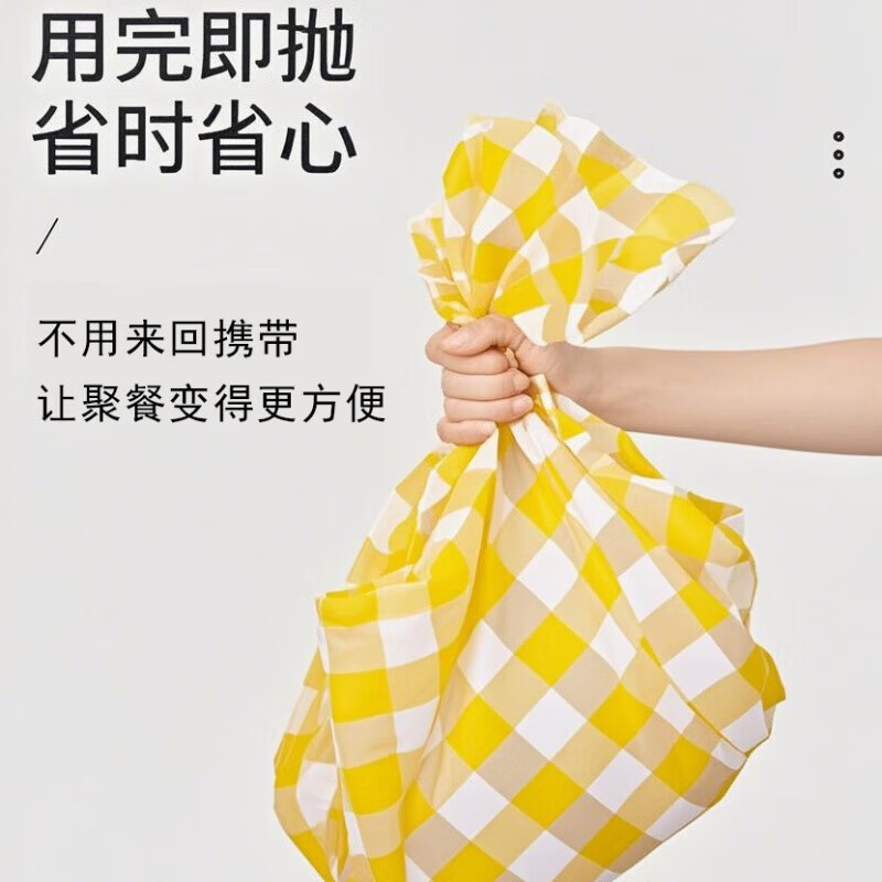 露营一次性桌布黄红格子野餐垫通用春夏季公园草坪野餐垫防水加厚 一次性野餐垫【随机款】 1.4*1.4米【1个】