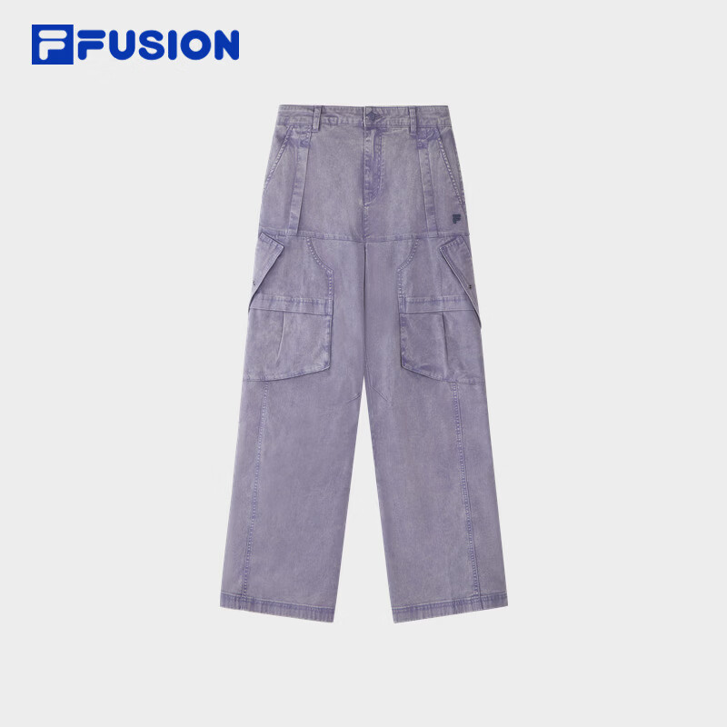 FILA FUSION潮牌长裤26秋季新款女士梭织宽松裤子工装裤阔腿裤 复古紫-PU XS 155/58A/XS