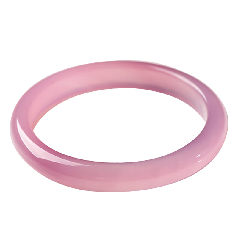 初缘玉手镯女A货冰种玉髓芙蓉藕粉手镯送老婆女友本命年生日礼物 54-55适合80-90斤 【芙蓉藕粉手镯】