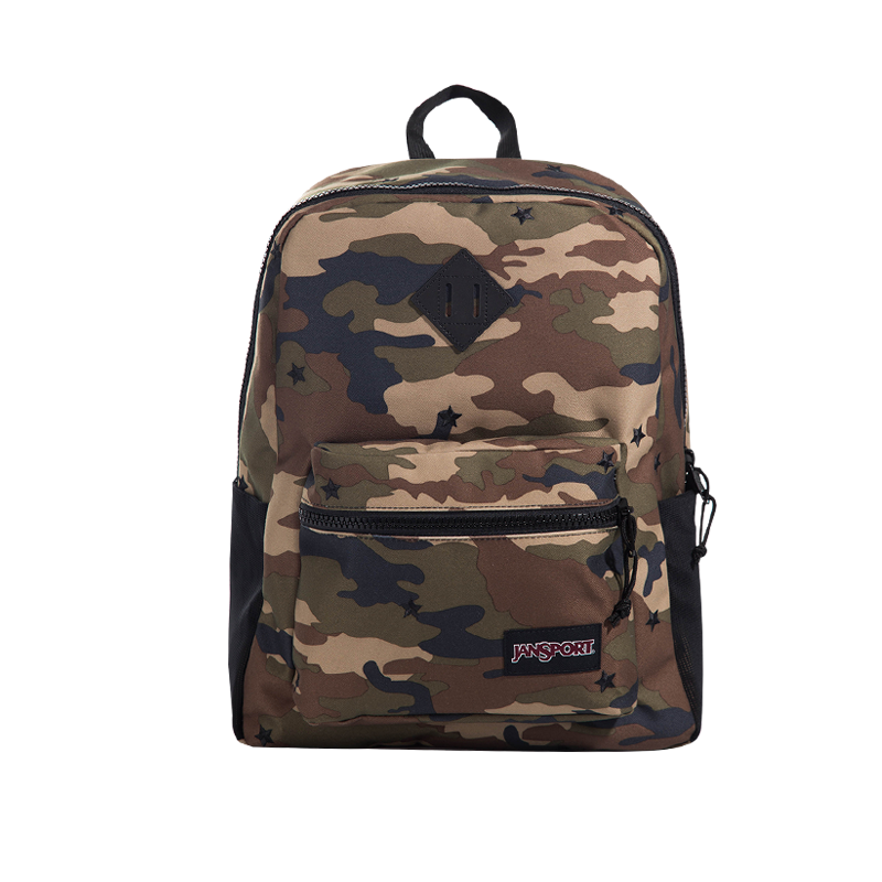 JANSPORT杰斯伯雙肩包男女學(xué)生水壺袋書包 迷彩