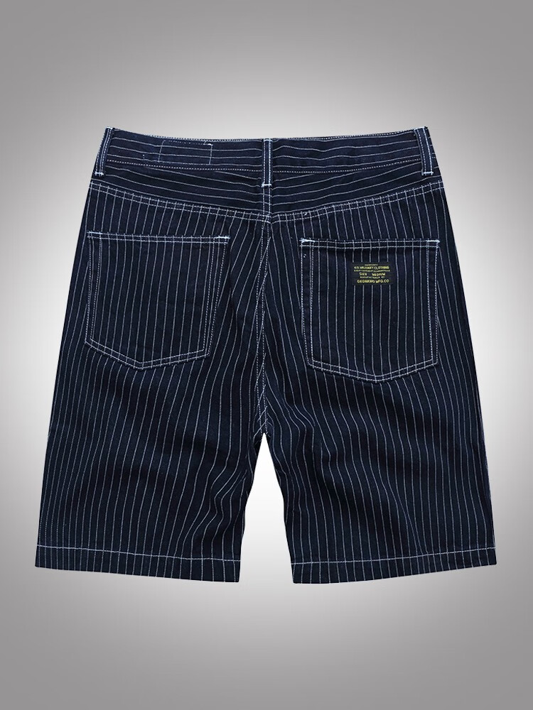 佐丹曼 春夏新款牛仔短裤男夏季美式复古丹宁休闲中裤直 条纹 xs