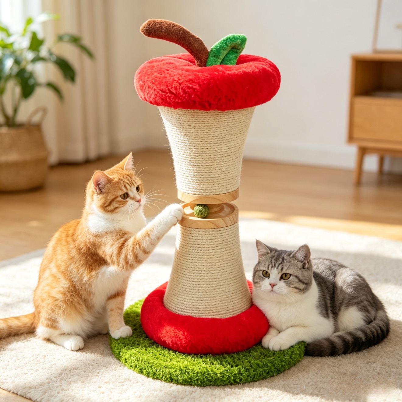 喵仙儿红苹果猫抓柱立式猫抓板麻绳耐磨不易掉屑防猫抓沙发保护猫咪玩具 红苹果猫抓柱
