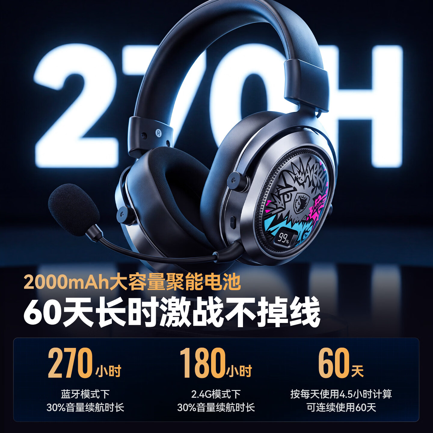 赛德斯812max头戴式耳机游戏电竞专用无线蓝牙磁吸无线充带底座二合一氛围灯带麦克风三角洲fps听声辨位 【4AM小海联名】812Max绘镀银-可视化底座版