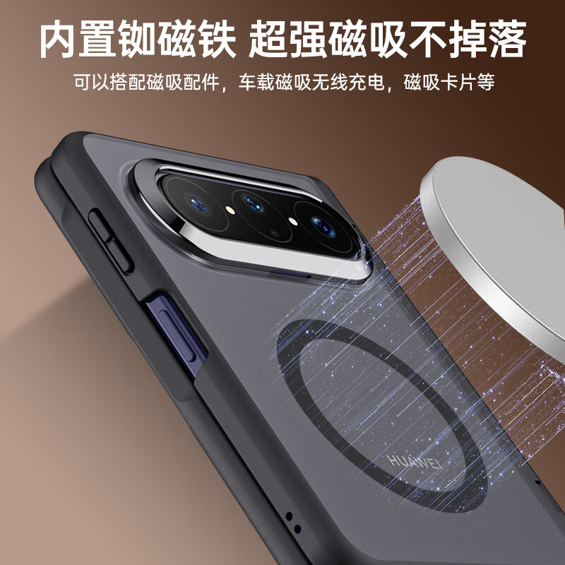 适用华为puraxmax折叠屏手机壳型X max磨砂吸透明全包防摔保护套 防窥磁吸橙色 pura xmax