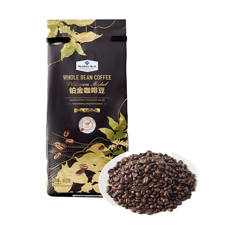 members mark阿拉比卡铂金咖啡豆深度烘培拉花款咖啡800g袋装