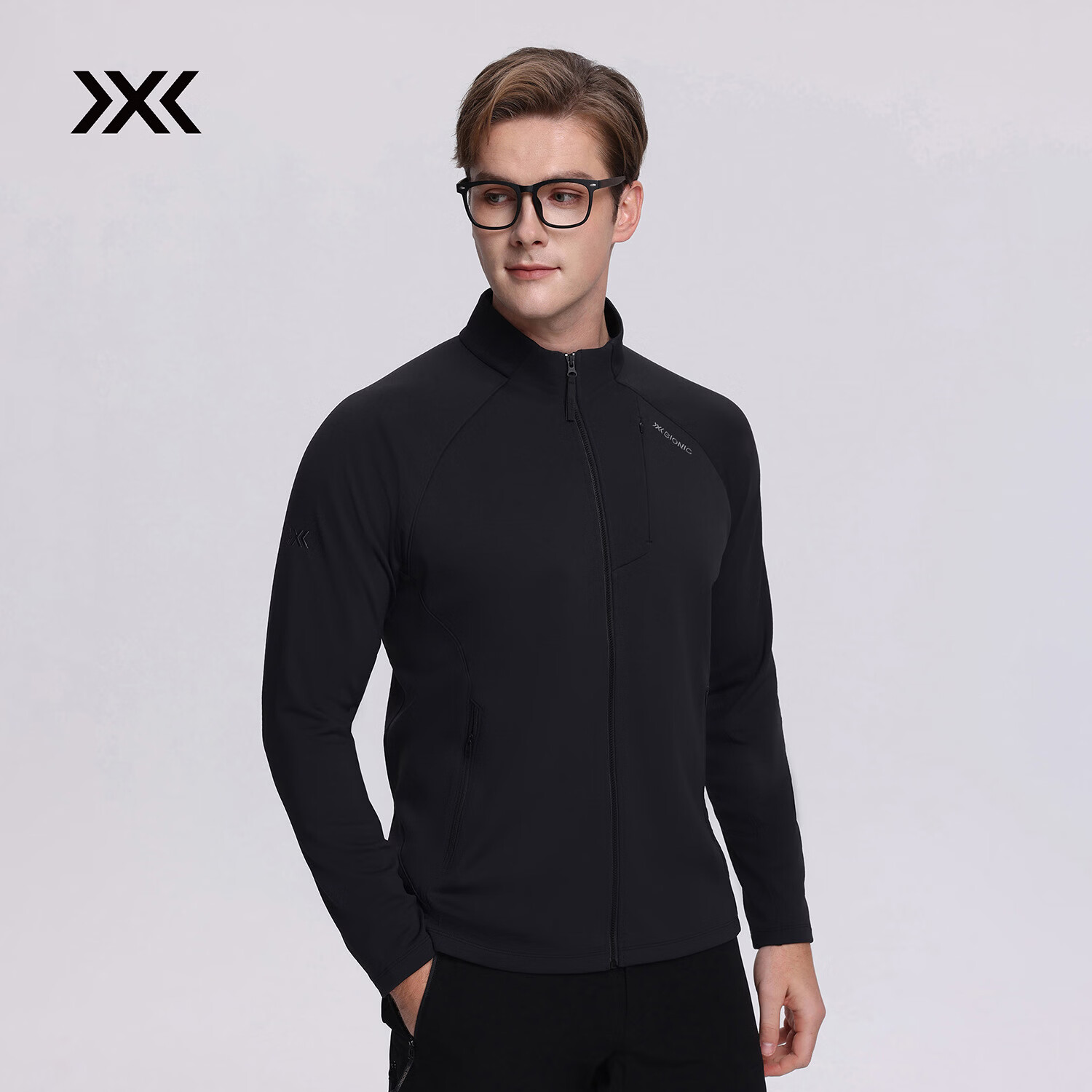 XBIONIC艾德3D条纹抓绒夹克男上衣外套吸湿速干透气中间层保暖春秋新品 暗夜黑 XL