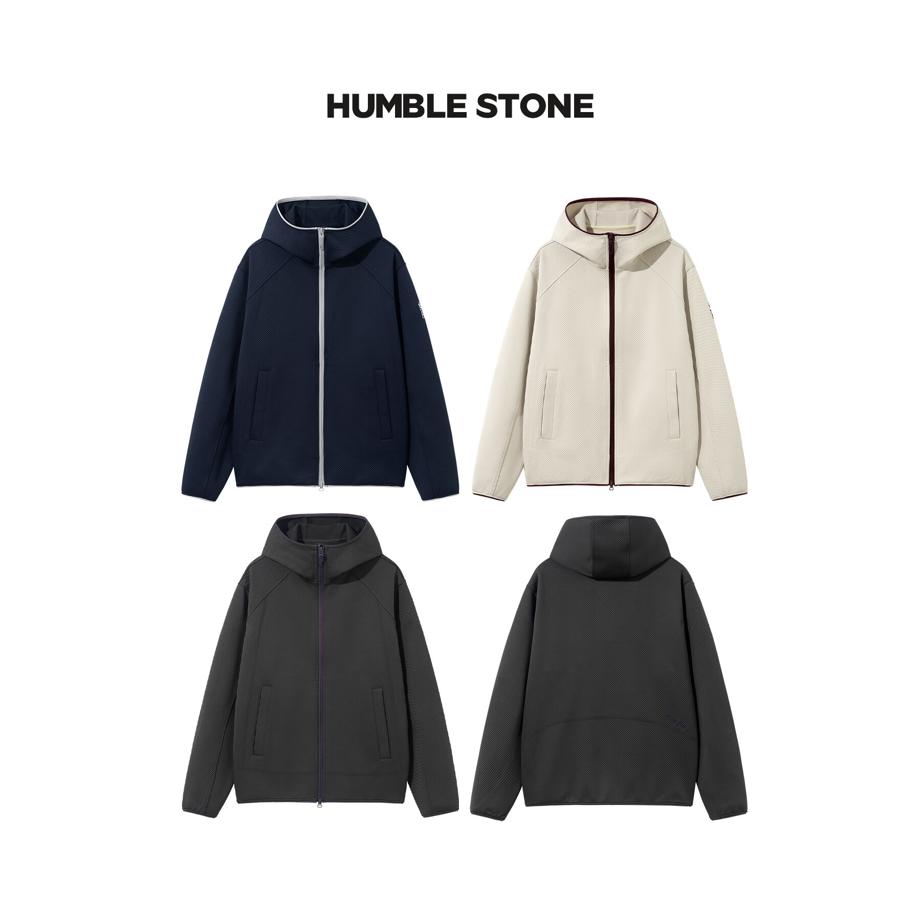 悍石HUMBLESTONE悍石【运动自由3.0】户外运动斜纹肌理连帽外套 26086 高芨灰 2XL建议160-180斤