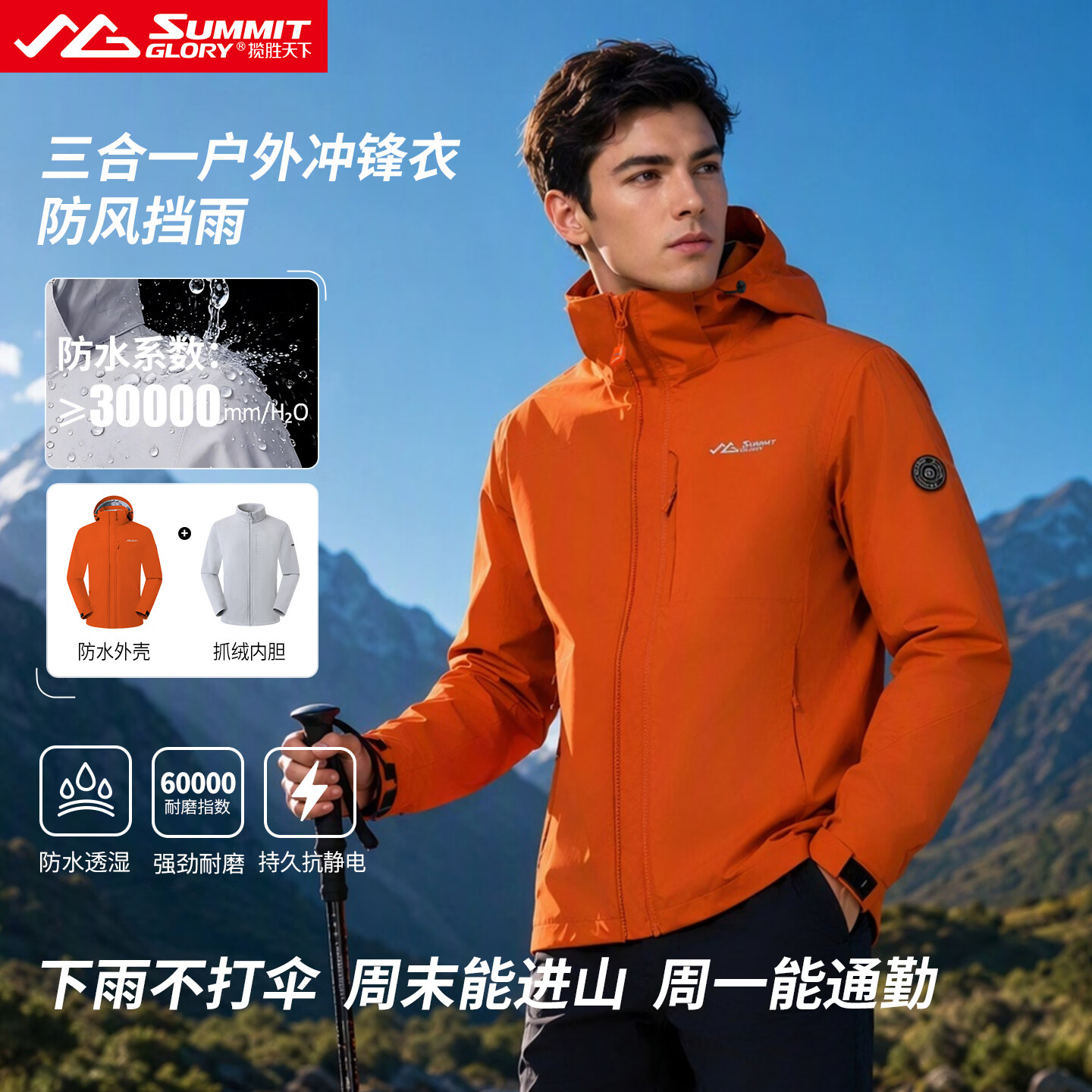 揽胜天下三合一冲锋衣男女户外防风防水新款登山徒步旅行进藏外套 藏青(单冲)男款 S