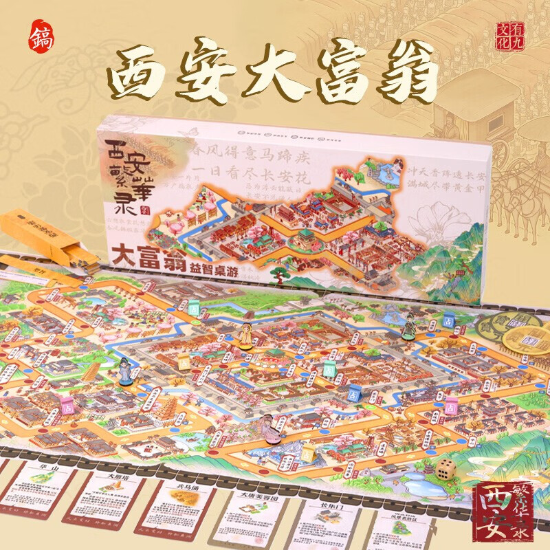 紫湖西安繁华录超大号富翁桌游豪华版强手棋成人儿童亲子互动游戏棋