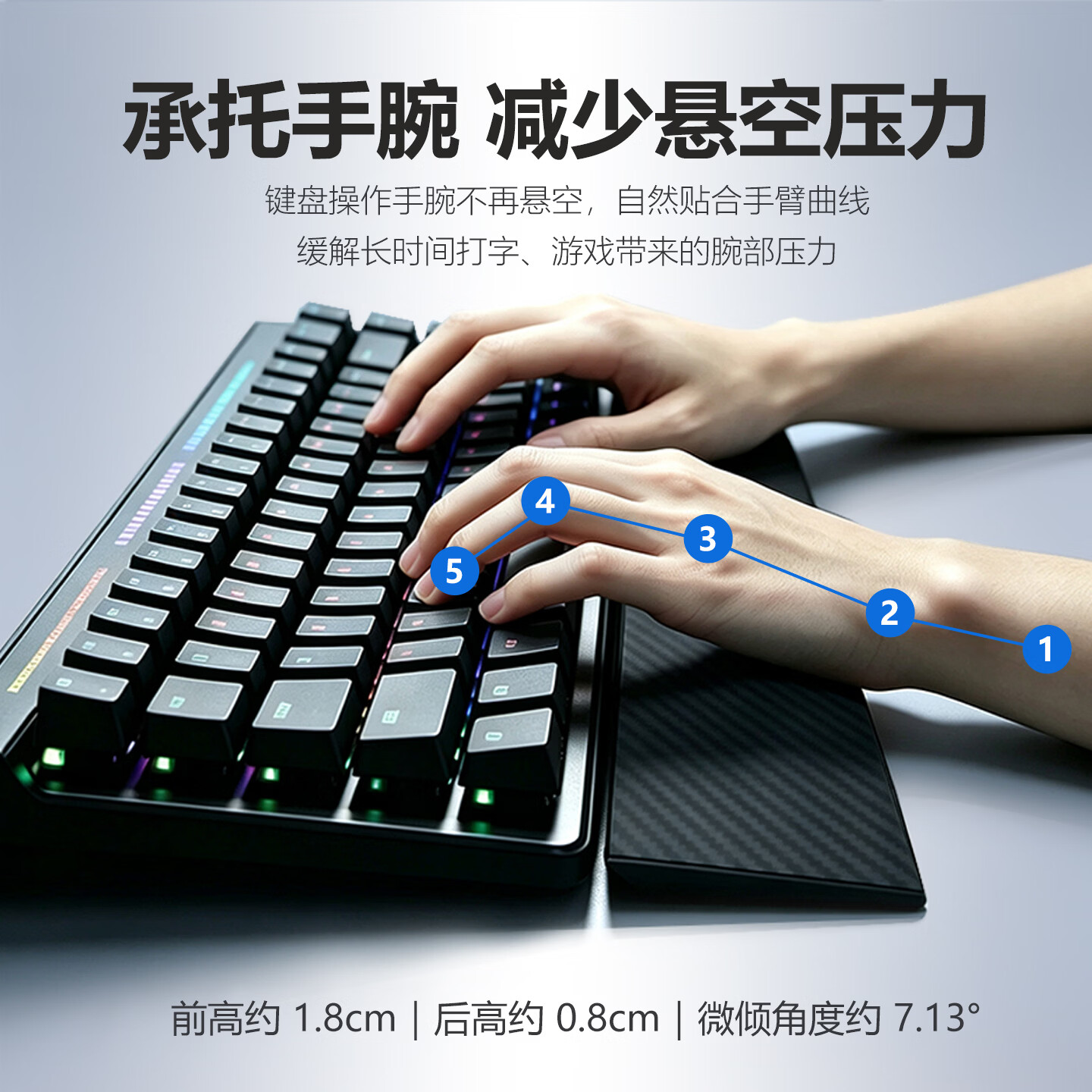 GURUIHAO钢化玻璃键盘手托无涂层耐脏腕托办公学习电竞机械87键盘护腕垫支架子不掉漆脱皮发霉易清洁无异味 【雾白】钢化玻璃无涂层 31cm*8cm(适配60/61/68/75/78键
