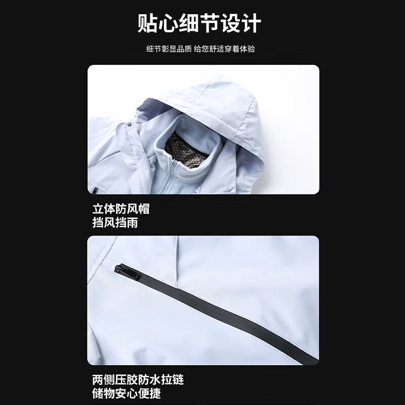马克华菲（MARK FAIRWHALE）冲锋衣男女三合一外套秋冬季新款防风防水户外登山服可拆卸夹克 幻影黑【三合一】 2XL